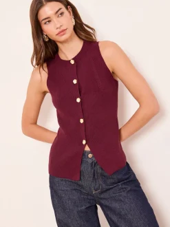 Rouge bordeaux - Lipsy veste longue sans manches en maille