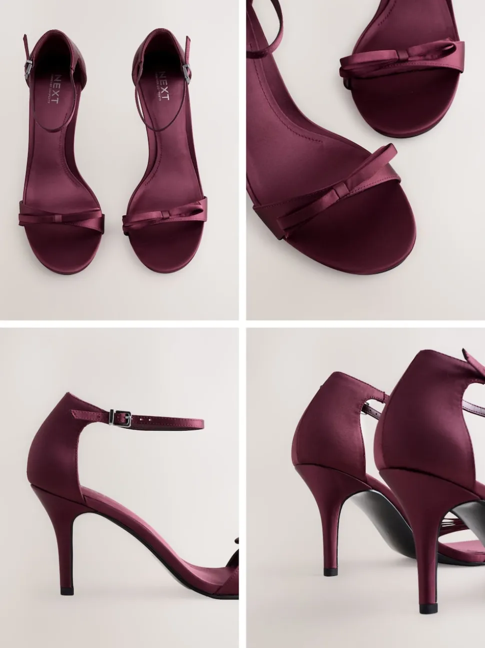 Rouge bordeaux - Mini sandales Forever Comfort® en satin à talons avec nœud