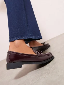 Rouge bordeaux - Mocassins Friends Like These Comfort nœud habillés en similicuir verni