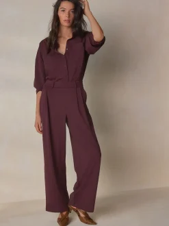 Rouge bordeaux - N. Premium Pantalons Habillés Jambe large en jersey