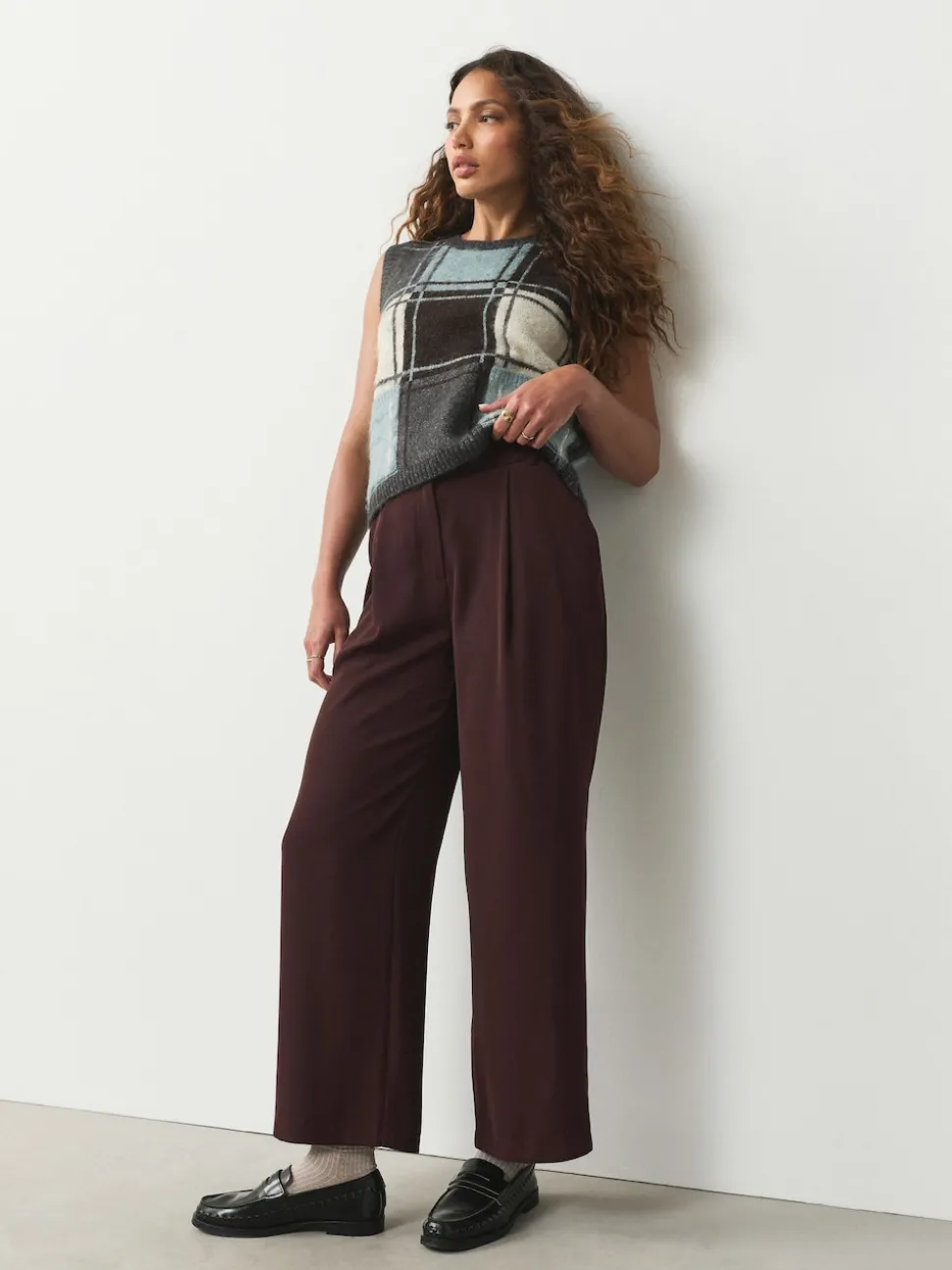 Rouge bordeaux - Pantalon ample à dos élastique