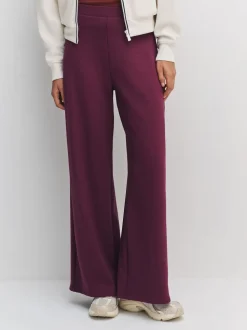 Rouge bordeaux - Pantalons jambe large compact