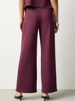 Rouge bordeaux - Pantalons jambe large compact