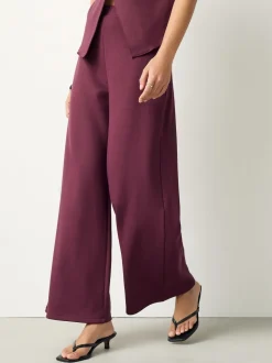 Rouge bordeaux - Pantalons jambe large compact