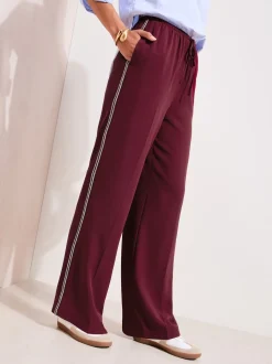 Rouge bordeaux - Pantalons Jambe large Friends Like These bordures au crochet