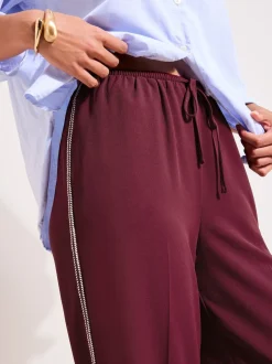 Rouge bordeaux - Pantalons Jambe large Friends Like These bordures au crochet