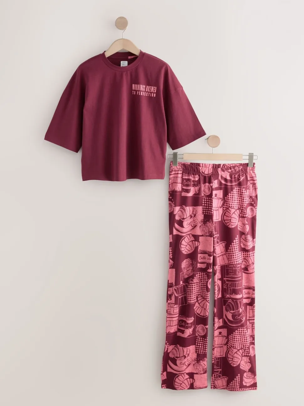 Rouge bordeaux - Pyjama à manches courtes en coton