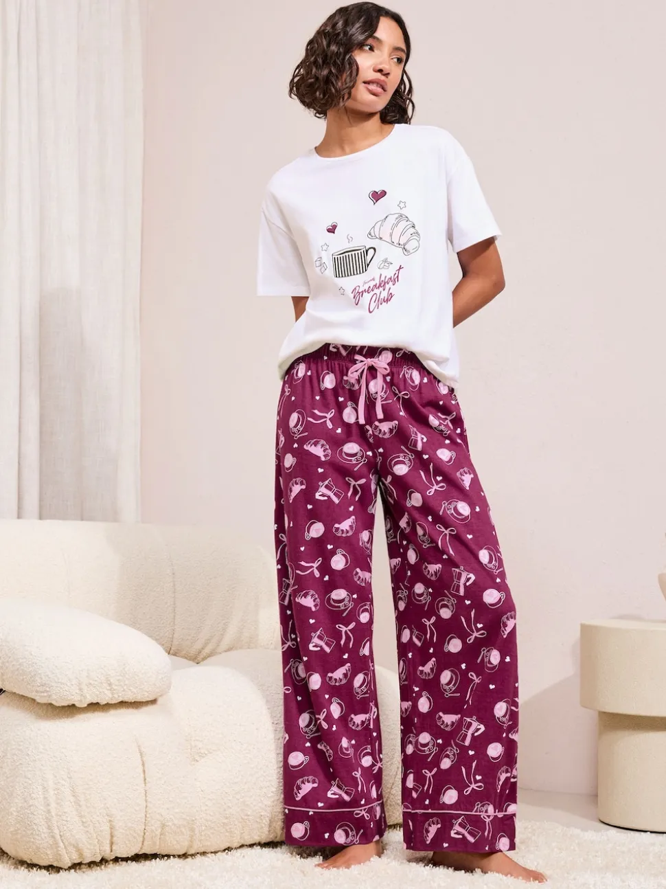 Rouge bordeaux - Pyjama Friends Like These construction club à manches courtes