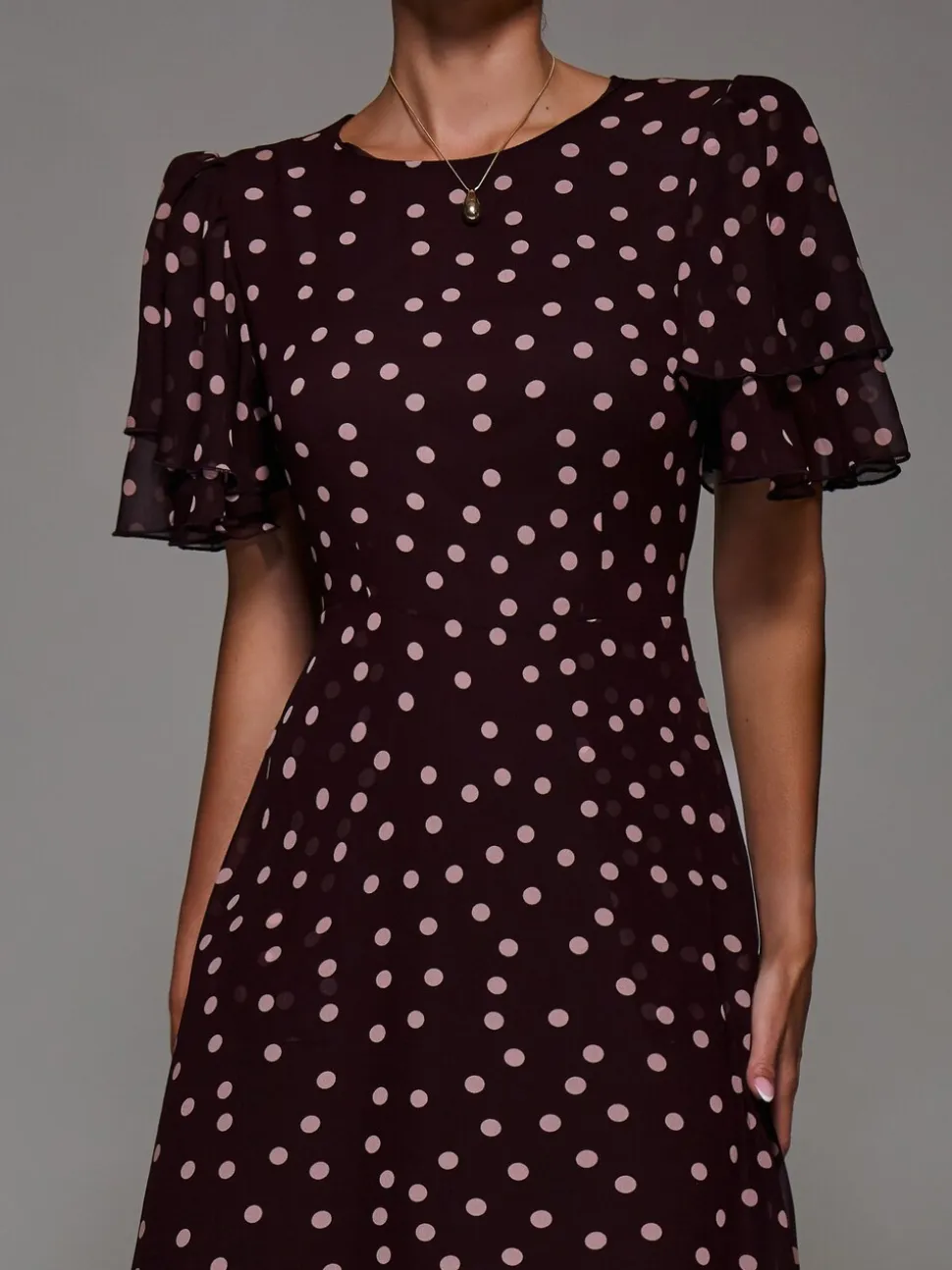Rouge bordeaux - Robe Jolie Moi Midaxi en mousseline à volants