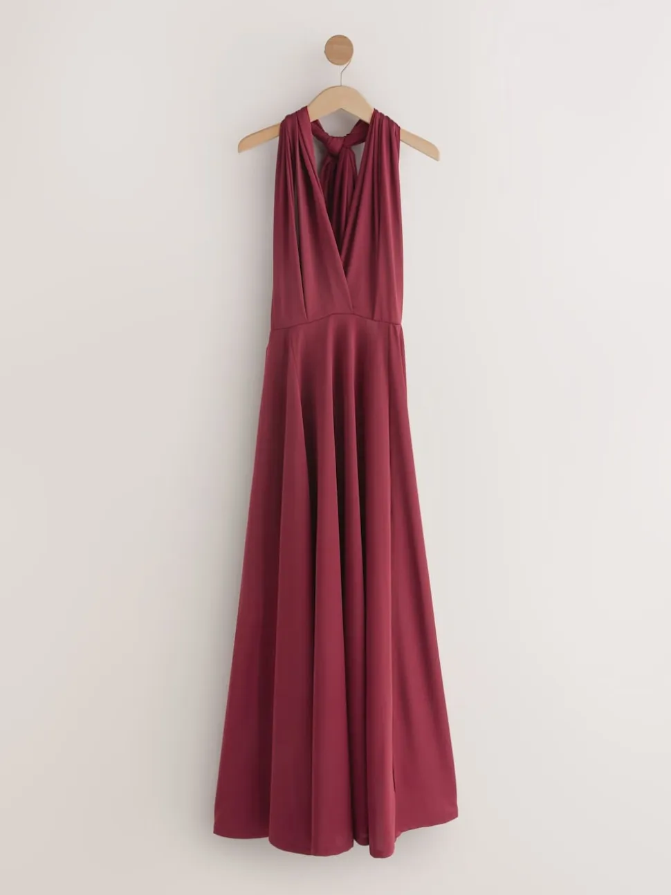 Rouge bordeaux - Robe longue de demoiselle d’honneur multicolore en jersey pour invitée de mariage