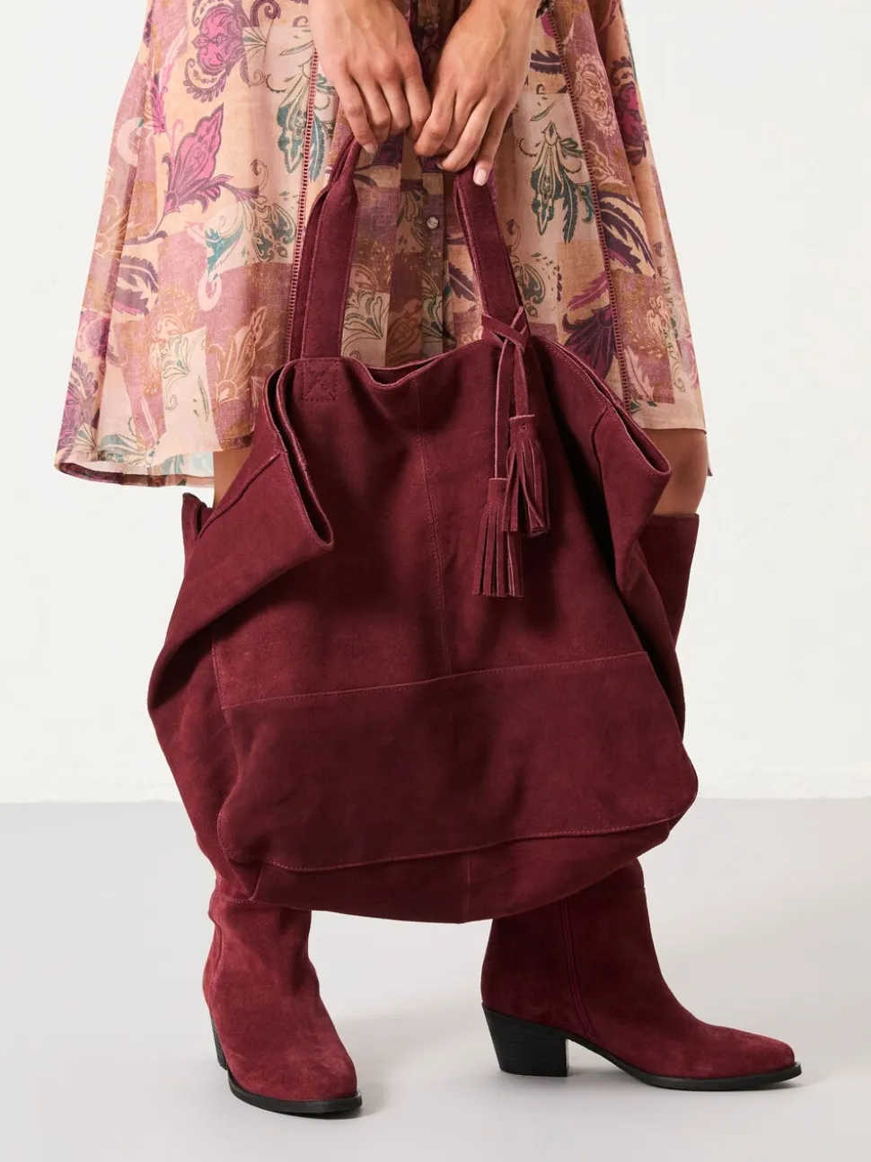 Rouge bordeaux - Sac cabas FatFace en daim