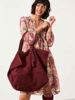 Rouge bordeaux - Sac cabas FatFace en daim