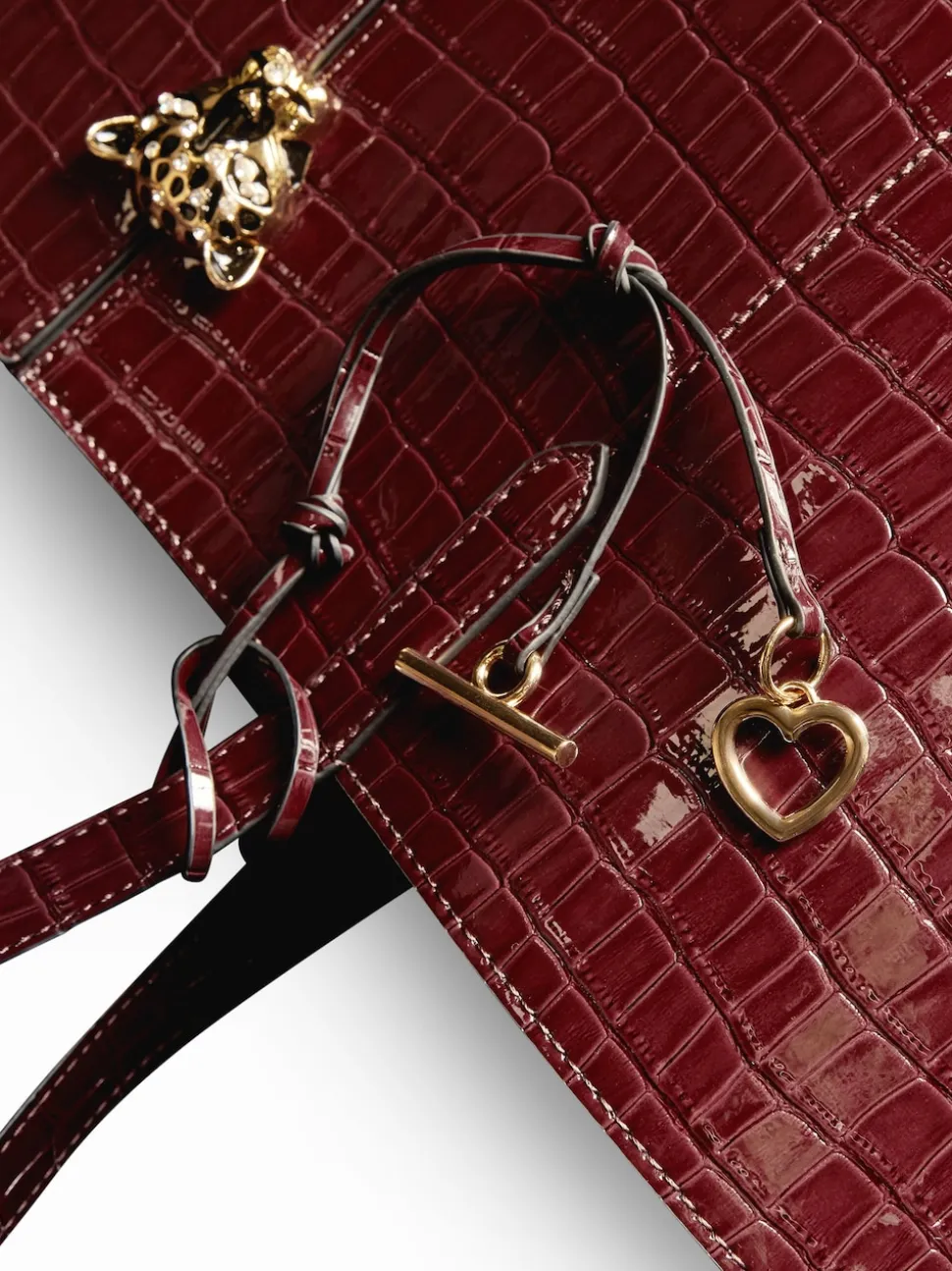 Rouge bordeaux - Sac cabas Lipsy effet croco