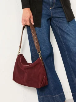 Rouge bordeaux - Sac enveloppe FatFace en daim