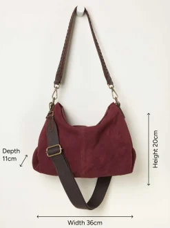 Rouge bordeaux - Sac enveloppe FatFace en daim