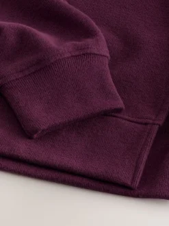 Rouge bordeaux - Sweat-shirt côtelé doux au toucher à capuche
