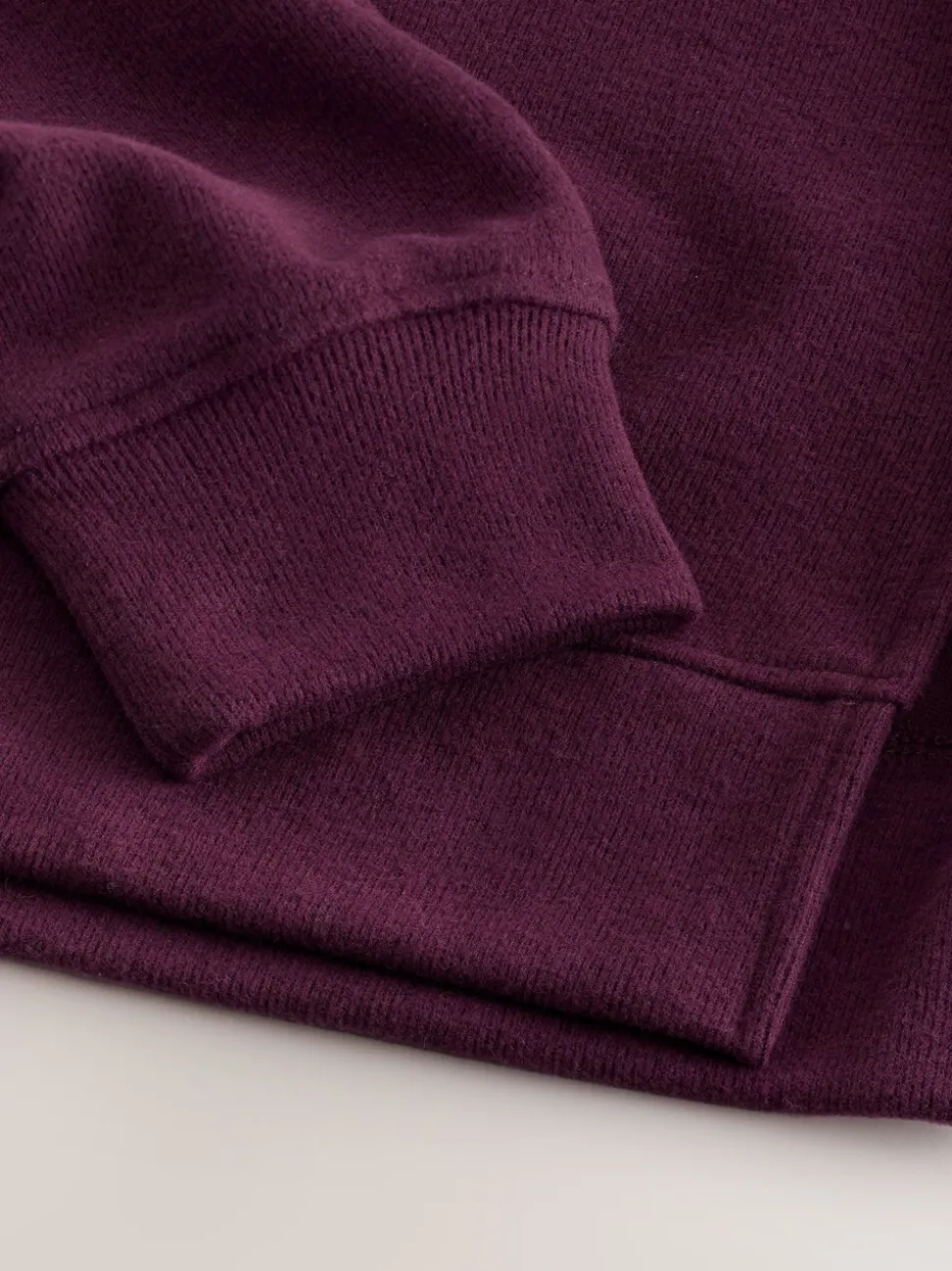 Rouge bordeaux - Sweat-shirt côtelé doux au toucher à capuche
