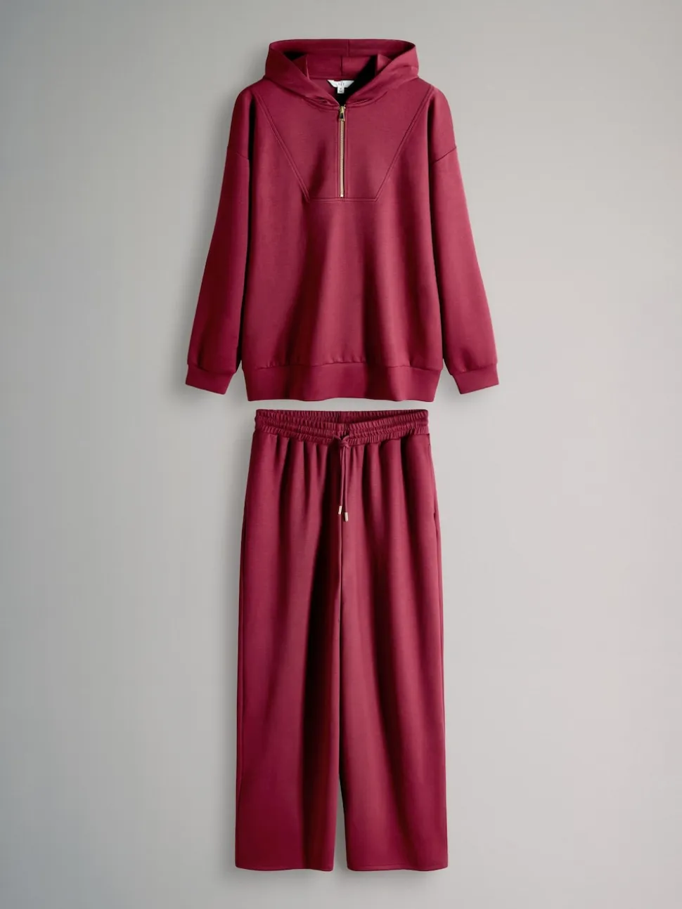 Rouge bordeaux - The Set Ensemble Oversized Modal Zip Through Sweat-shirt & Joggers