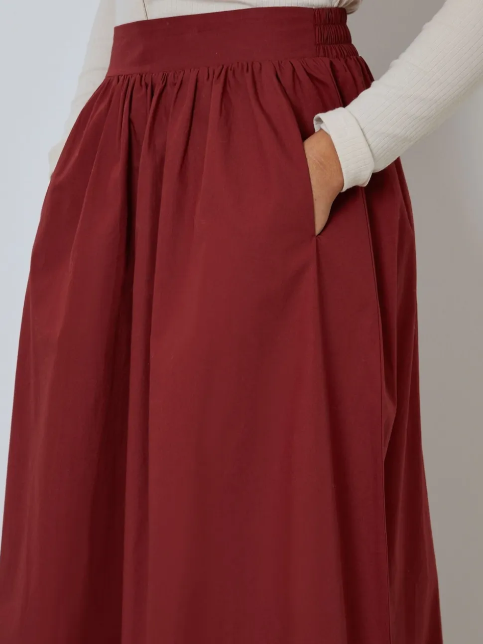 Rouge bordeaux - Threadbare Jupe midi avec poches