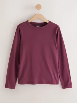 Rouge bordeaux - T-shirt à manches longues de cou d'équipage
