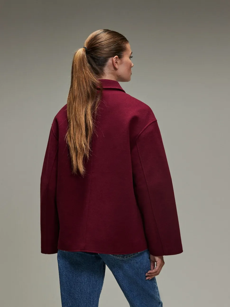 Rouge bordeaux - Veste brossée à col