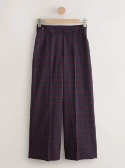 Rouge Bordeaux/Bleu Marine À carreaux - Pantalons habillés coupe ample à carreaux