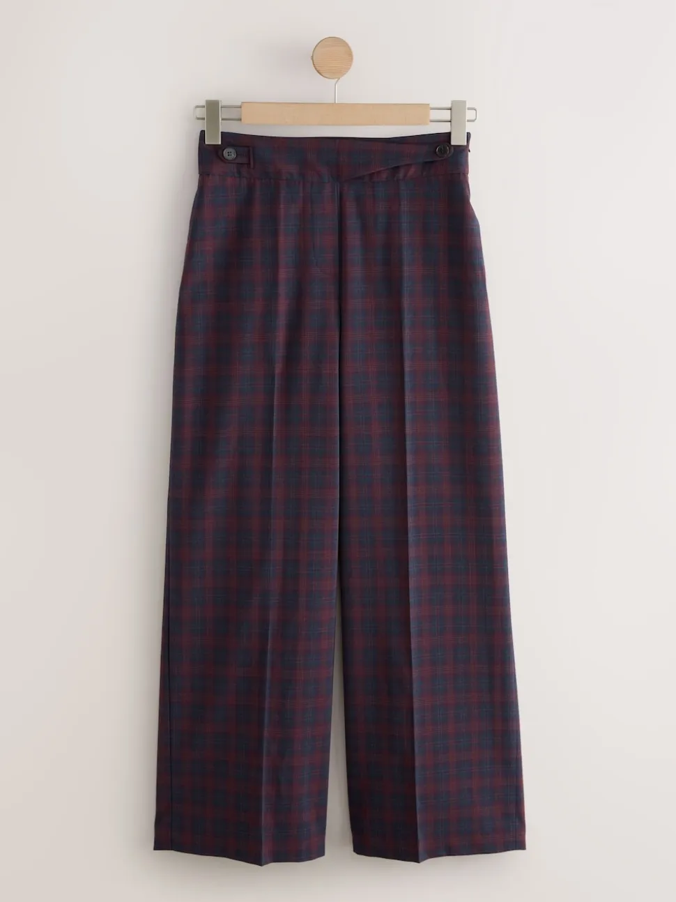 Rouge Bordeaux/Bleu Marine À carreaux - Pantalons habillés coupe ample à carreaux