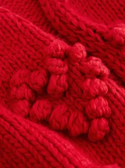 Rouge cerise - Cardigan à détail cœur cousu à la main