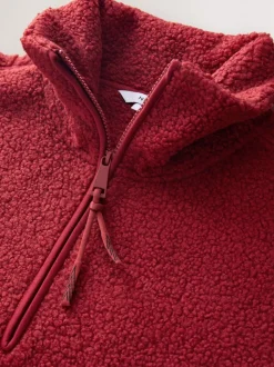 Rouge cerise - Polaire douce en polaire en peau de mouton à col zippé
