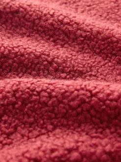 Rouge cerise - Polaire douce en polaire en peau de mouton à col zippé