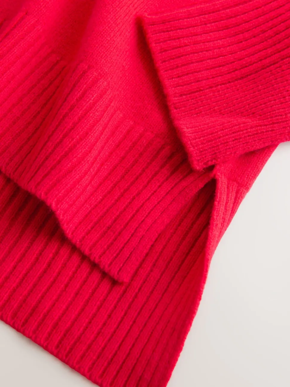 Rouge cerise - Pull 100% laine mérinos N. Premium à col roulé