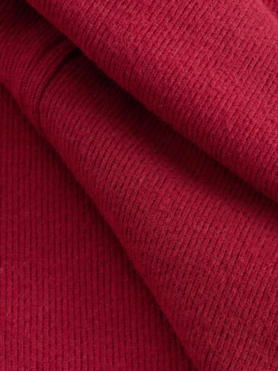 Rouge cerise - Pull côtelé confortable au toucher à col rond