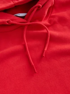 Rouge cerise - Sweat-shirt à capuche long actif à coutures apparentes ultra-doux avec poches