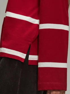 Rouge cerise - T-shirt décontracté à manches longues et col rond