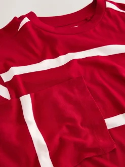 Rouge cerise - T-shirt décontracté à manches longues et col rond