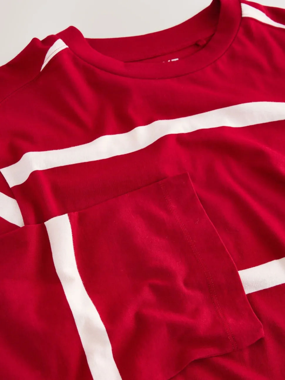 Rouge cerise - T-shirt décontracté à manches longues et col rond