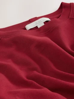 Rouge cerise - T-shirt manches longues Col rond épais