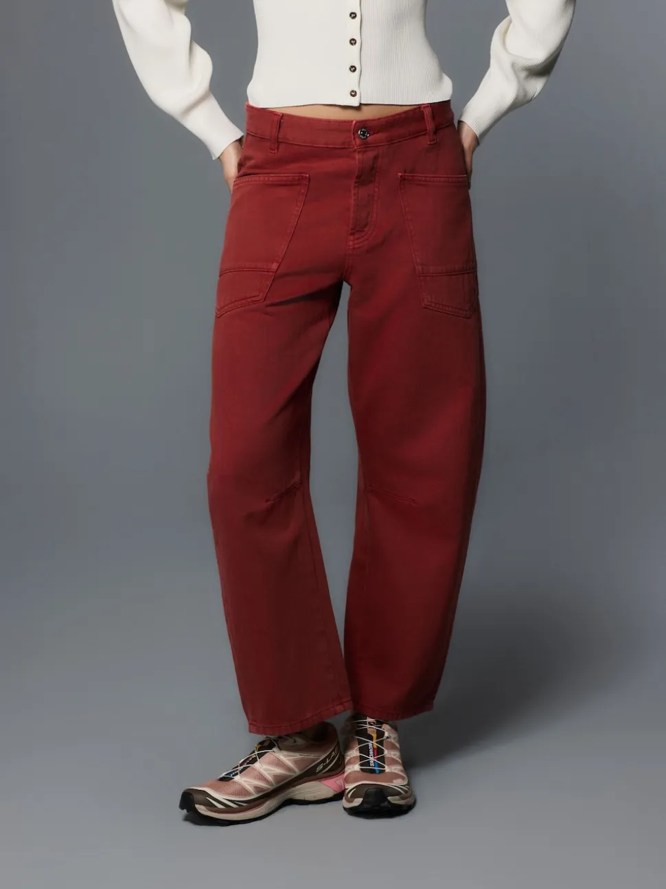 Rouge de brique - Jean barrel double poche