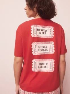 Rouge graphique - Pyjama à manches courtes