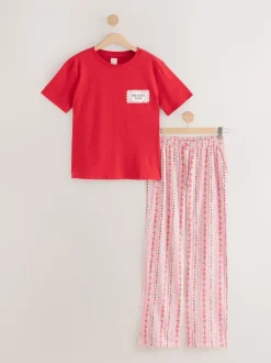 Rouge graphique - Pyjama à manches courtes