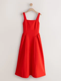 Rouge vif - Robe longue à taille cintrée Occasion