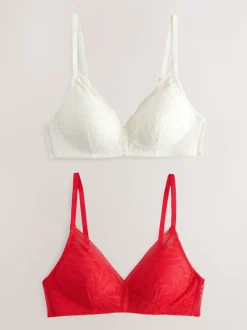 Rouge/crème - Lot de soutiens-gorge-gorge 2 détails en dentelle Ultimate Comfort