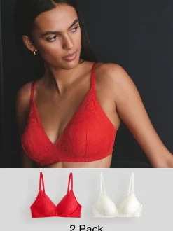 Rouge/crème - Lot de soutiens-gorge-gorge 2 détails en dentelle Ultimate Comfort