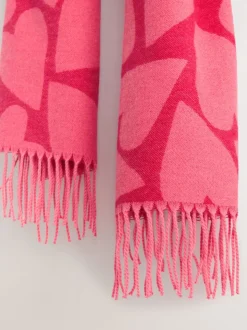 Rouge/Rose Cœur Imprimé - Écharpe épaisse