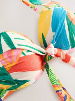 Rouge/vert - Haut de bikini rembourré à armatures avec nœud sur le devant