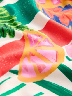Rouge/Vert Tropical - DD Maillot de bain coupe ventrale Col dégagé
