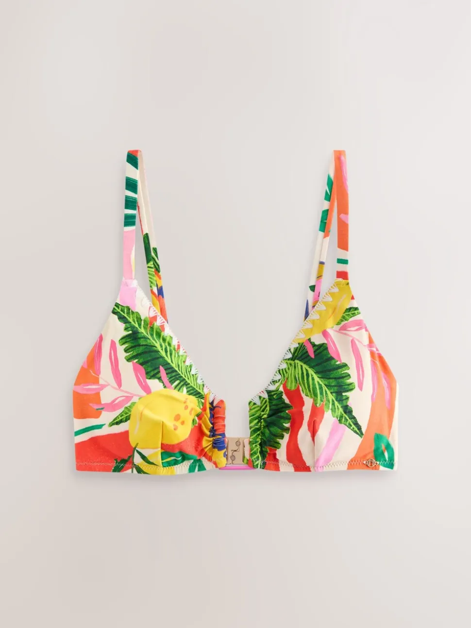 Rouge/Vert Tropical - Haut de bikini raccourci Whipstitch