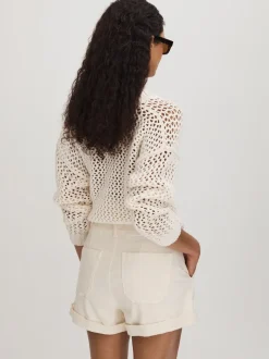 sable - Shorts taille haute Paige avec ourlets retroussés