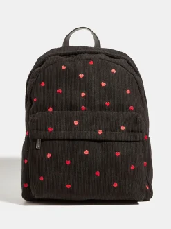 Sac à dos brodé Skinnydip rouge à imprimé cœur ditsy