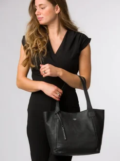 Sac fourre-tout Cultured London en cuir « Cami » noir